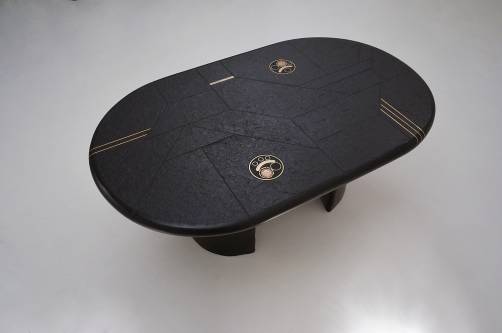 Paul Kingma coffee table, signed, slate with brass inlay, 1980`s ca, Dutch